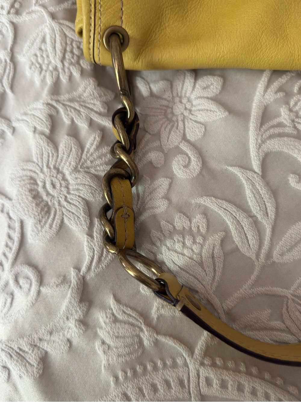 Vintage 65th Anniversary Coach Legacy Yellow Leather Shoulder Bag with Chain - Picture 9 of 15